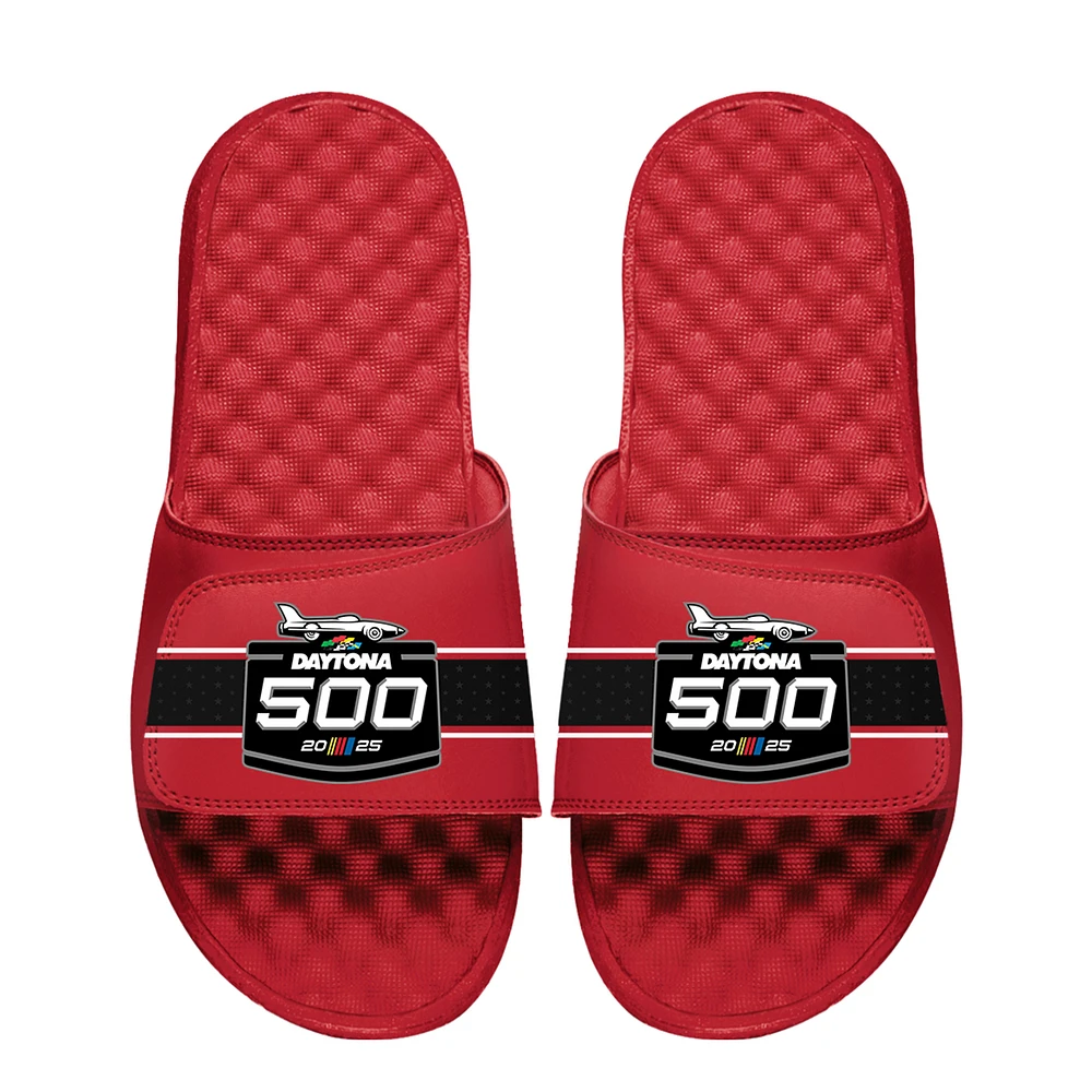 Unisex ISlide Red Daytona 500 Primary Stripe Slide Sandals
