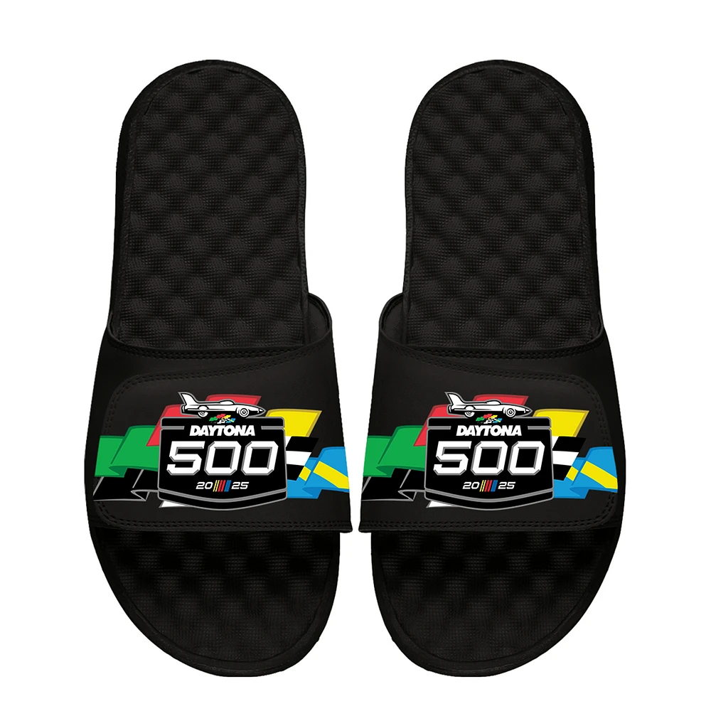 Youth ISlide Black Daytona 500 Primary Flags Slide Sandals