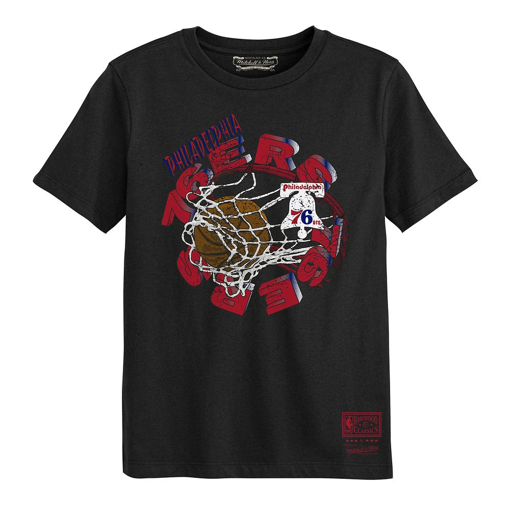 Preschool Mitchell & Ness Black Philadelphia 76ers The Net T-Shirt