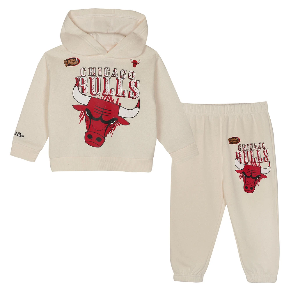 Toddler Mitchell & Ness Cream Chicago Bulls Hang Time Oversized Pullover Hoodie Pants Set