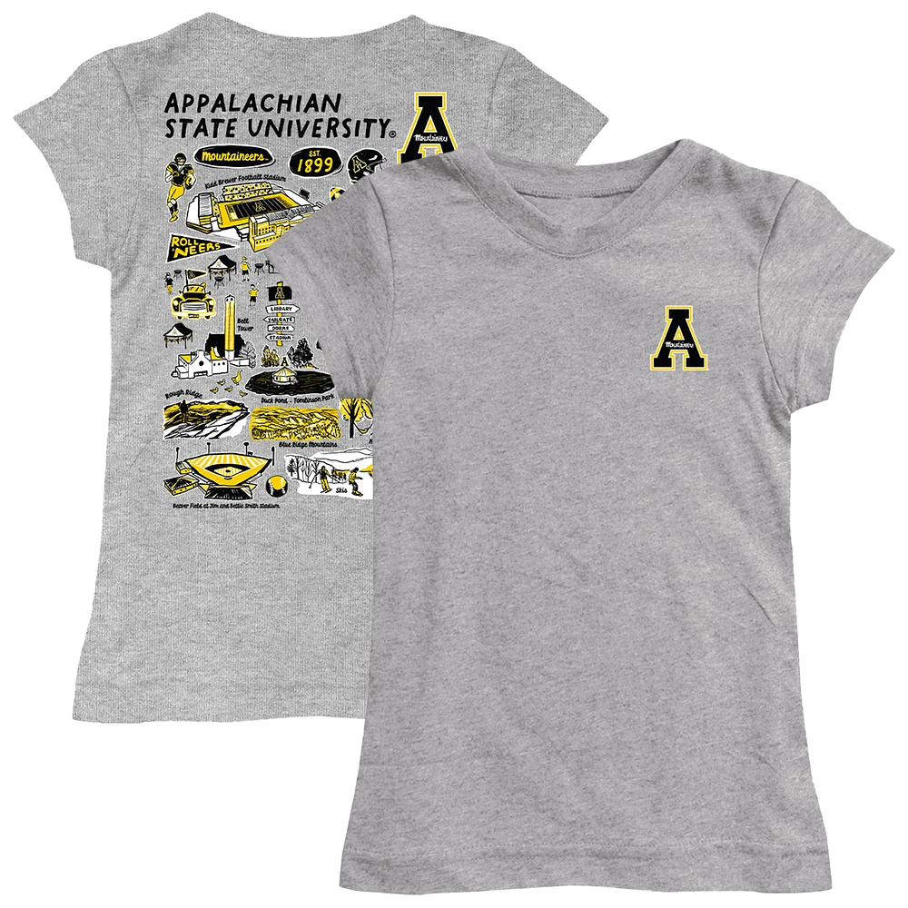 Youth Vive La Fete Heather Gray Appalachian State Mountaineers Impressions Artwork Fitted T-Shirt