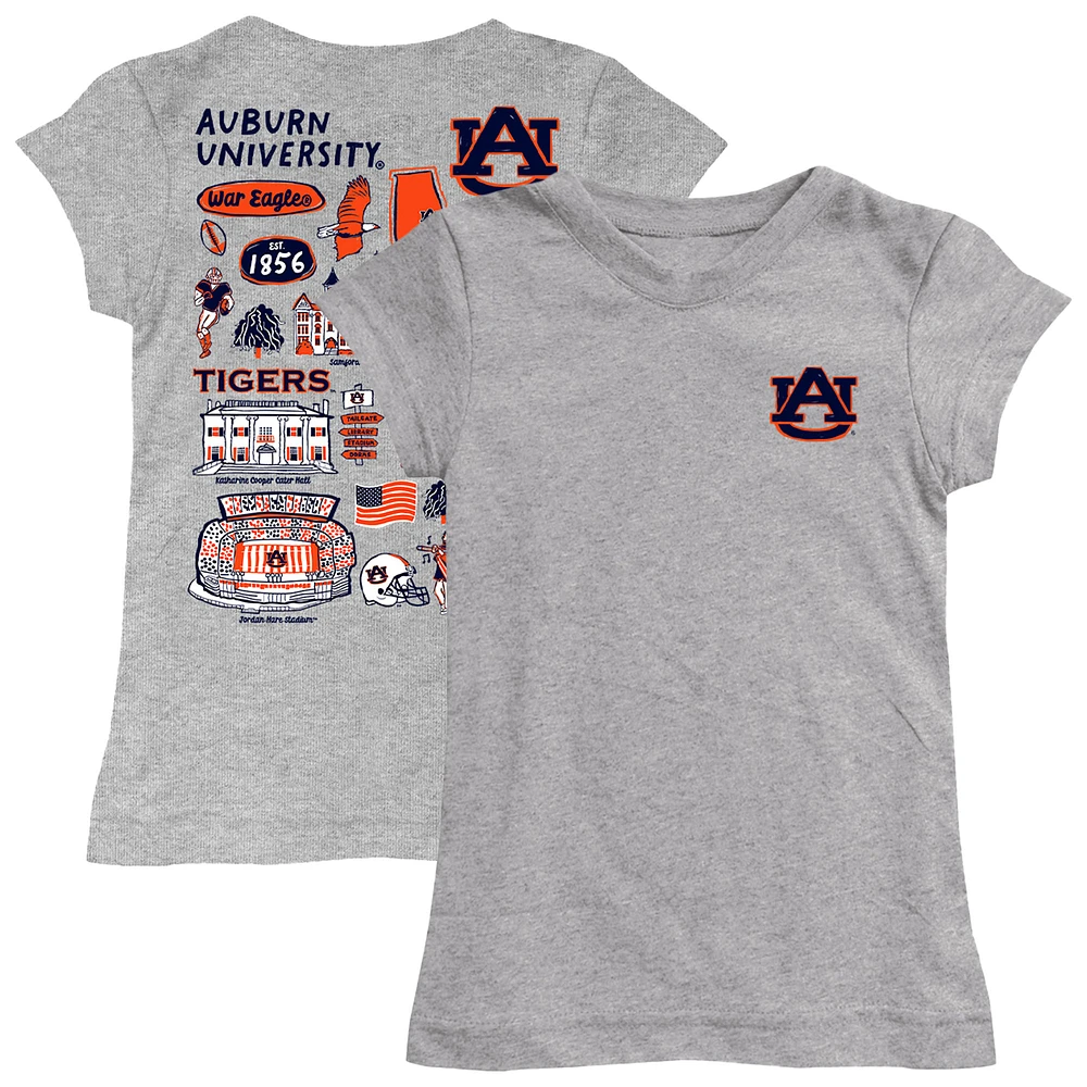 Youth Vive La Fete Heather Gray Auburn Tigers Impressions Artwork Fitted T-Shirt
