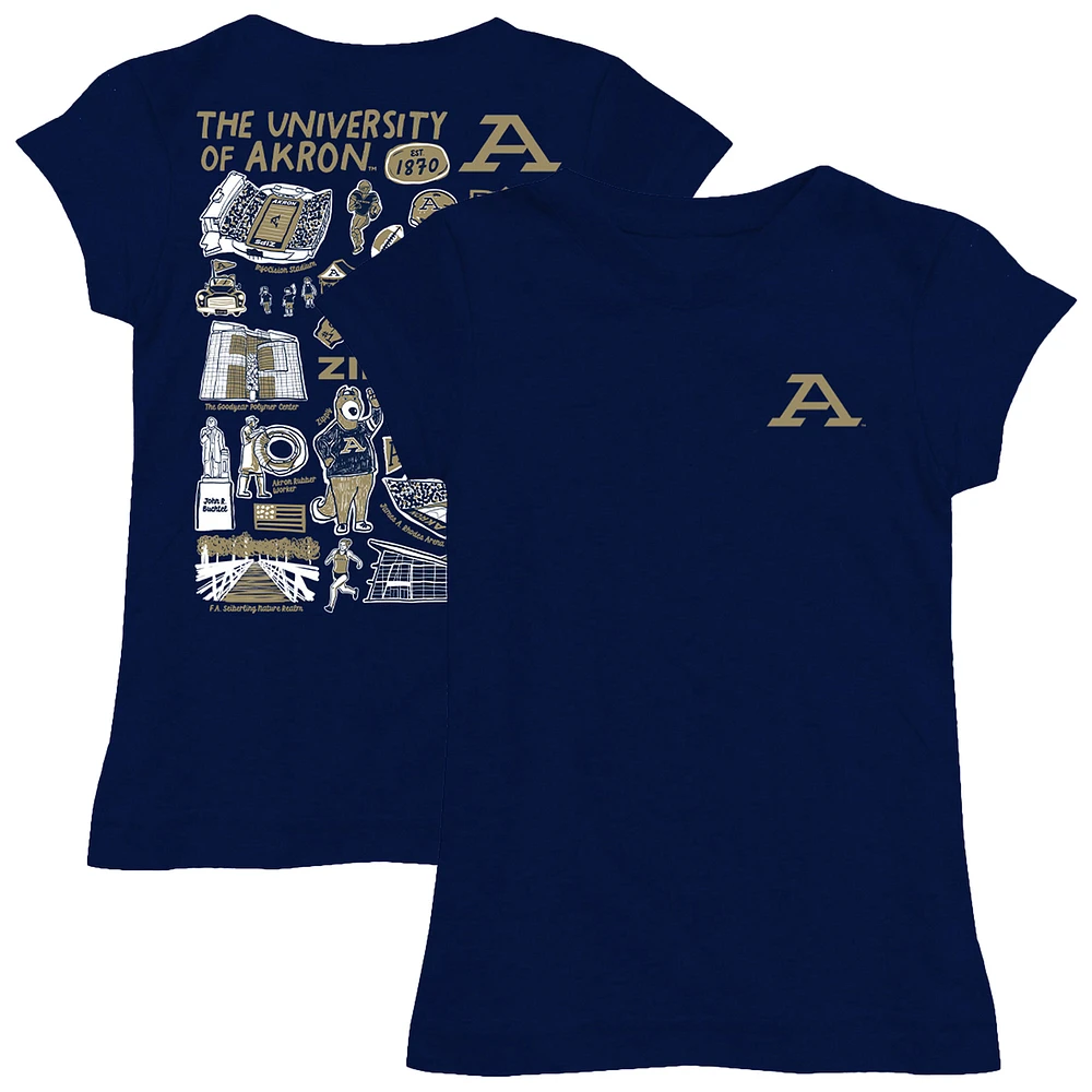 Girls Youth Vive La Fete Navy Akron Zips Impressions Artwork Fitted T-Shirt
