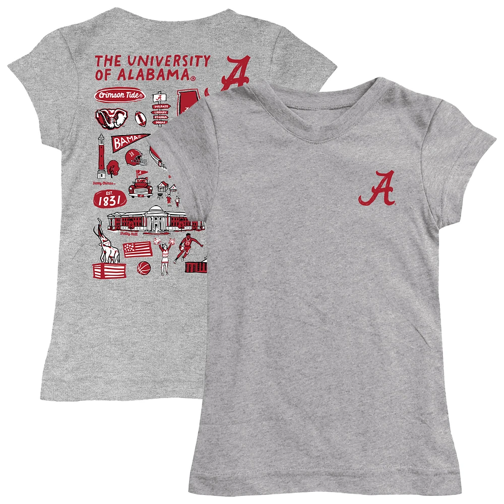 Youth Vive La Fete Heather Gray Alabama Crimson Tide Impressions Artwork Fitted T-Shirt