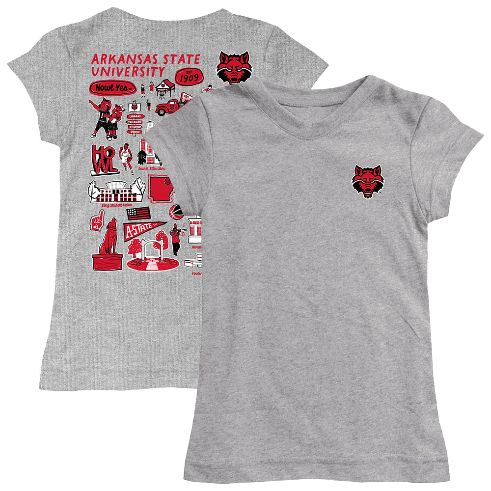 Youth Vive La Fete Heather Gray Arkansas State Red Wolves Impressions Artwork Fitted T-Shirt