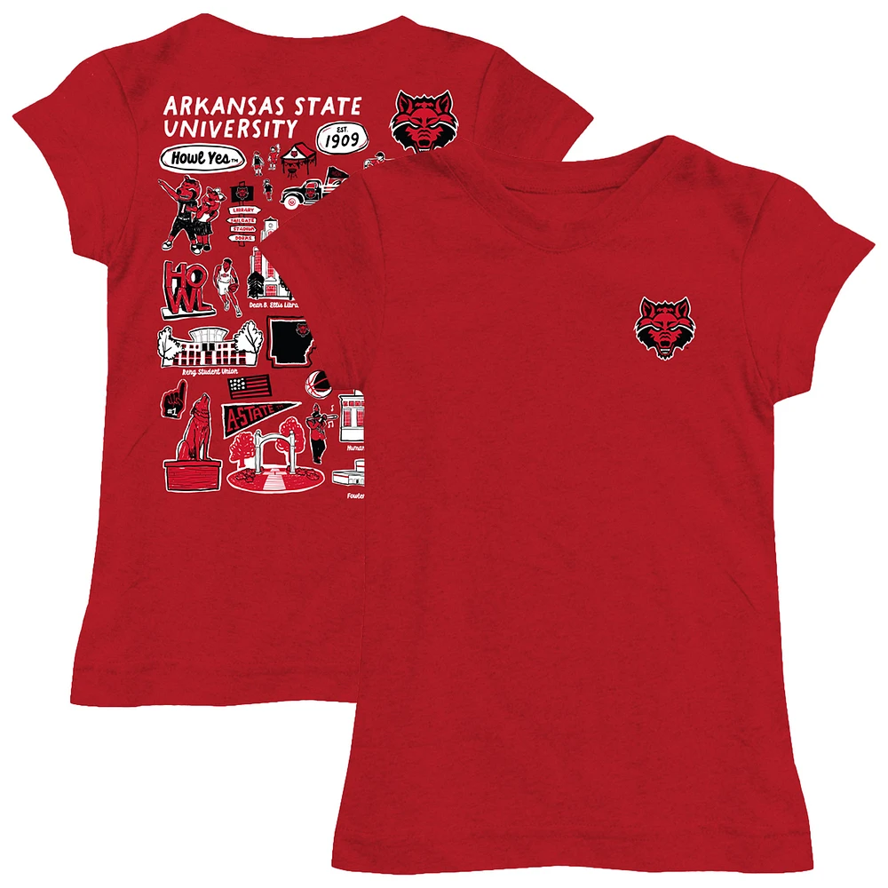 Youth Vive La Fete Scarlet Arkansas State Red Wolves Impressions Artwork Fitted T-Shirt