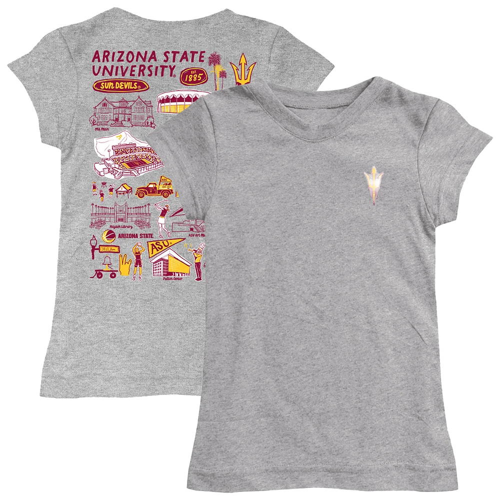 Youth Vive La Fete Heather Gray Arizona State Sun Devils Impressions Artwork Fitted T-Shirt