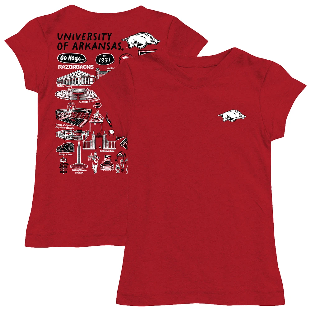 Youth Vive La Fete Cardinal Arkansas Razorbacks Impressions Artwork Fitted T-Shirt