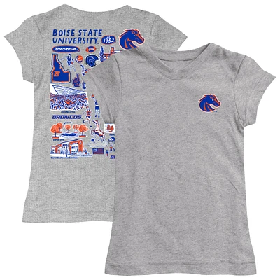 Youth Vive La Fete Heather Gray Boise State Broncos Impressions Artwork Fitted T-Shirt