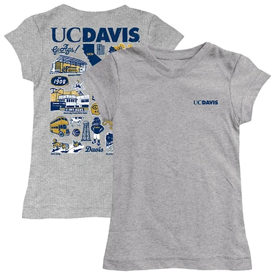 Youth Vive La Fete Heather Gray UC Davis Aggies Impressions Artwork Fitted T-Shirt