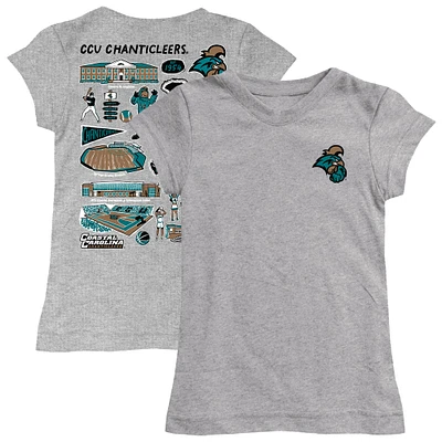 Youth Vive La Fete Heather Gray Coastal Carolina Chanticleers Impressions Artwork Fitted T-Shirt