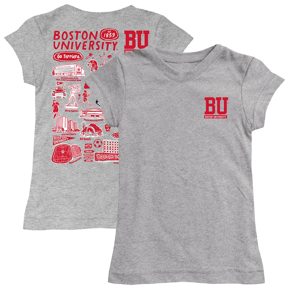 Youth Vive La Fete Heather Gray Boston University Impressions Artwork Fitted T-Shirt