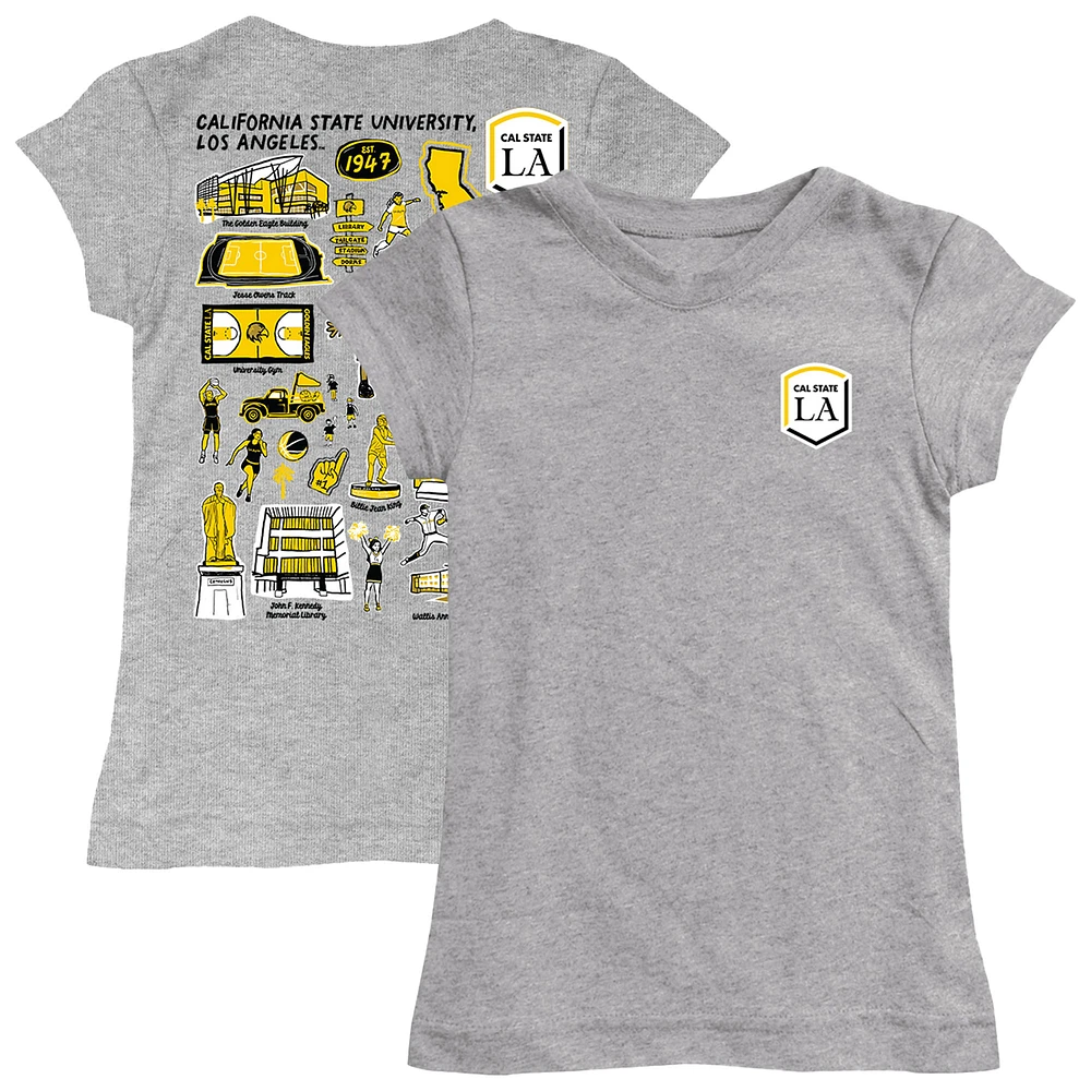 Youth Vive La Fete Heather Gray Cal State L.A. Golden Eagles Impressions Artwork Fitted T-Shirt