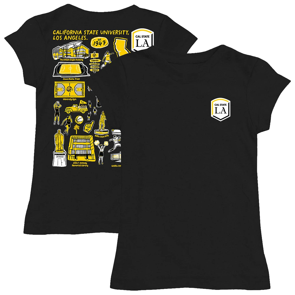 Youth Vive La Fete Black Cal State L.A. Golden Eagles Impressions Artwork Fitted T-Shirt