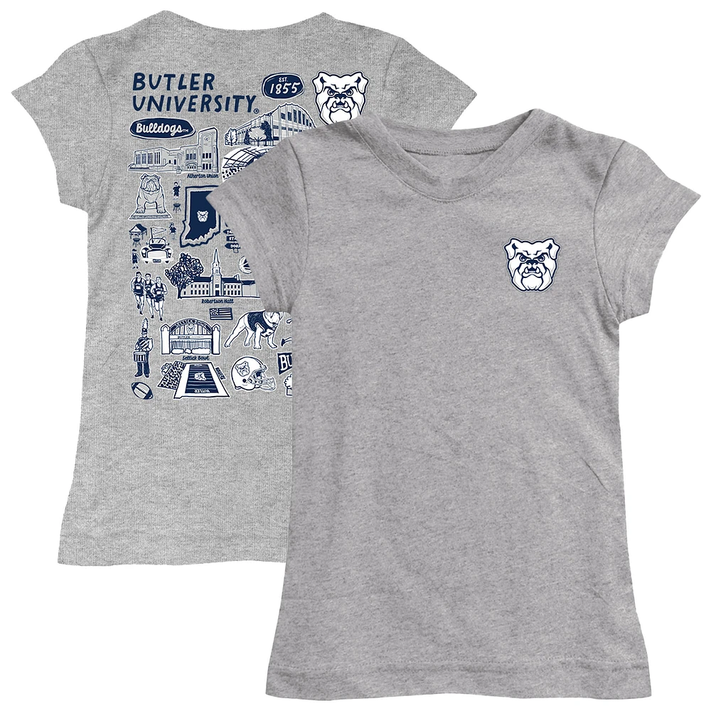 Youth Vive La Fete Heather Gray Butler Bulldogs Impressions Artwork Fitted T-Shirt