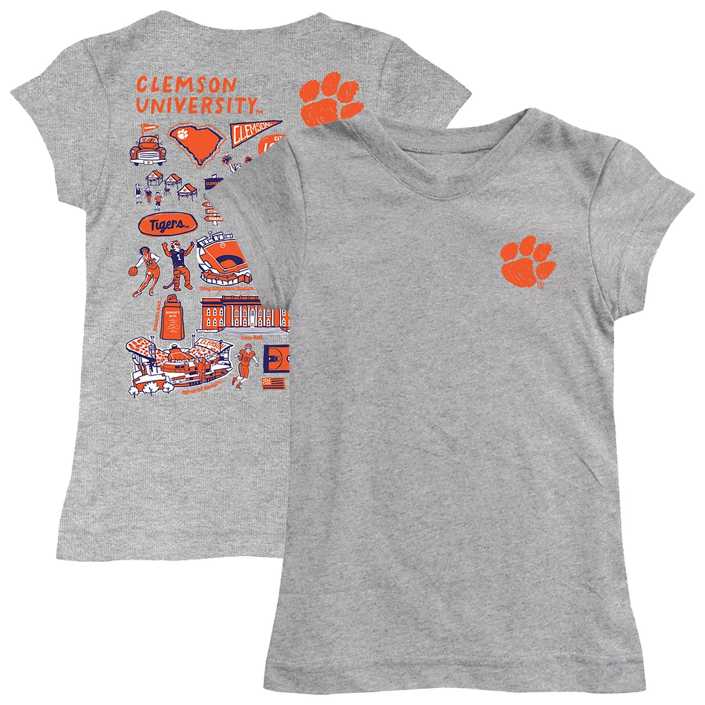 Youth Vive La Fete Heather Gray Clemson Tigers Impressions Artwork Fitted T-Shirt