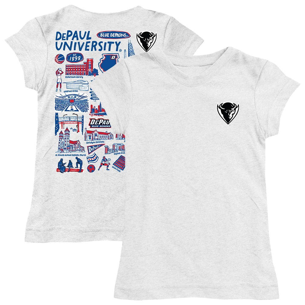 Youth Vive La Fete White DePaul Blue Demons Impressions Artwork Fitted T-Shirt