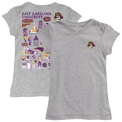 Youth Vive La Fete Heather Gray ECU Pirates Impressions Artwork Fitted T-Shirt