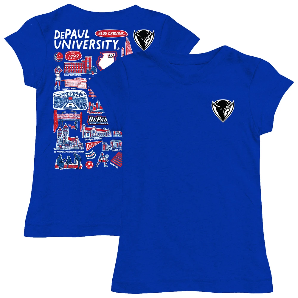 Youth Vive La Fete Royal DePaul Blue Demons Impressions Artwork Fitted T-Shirt