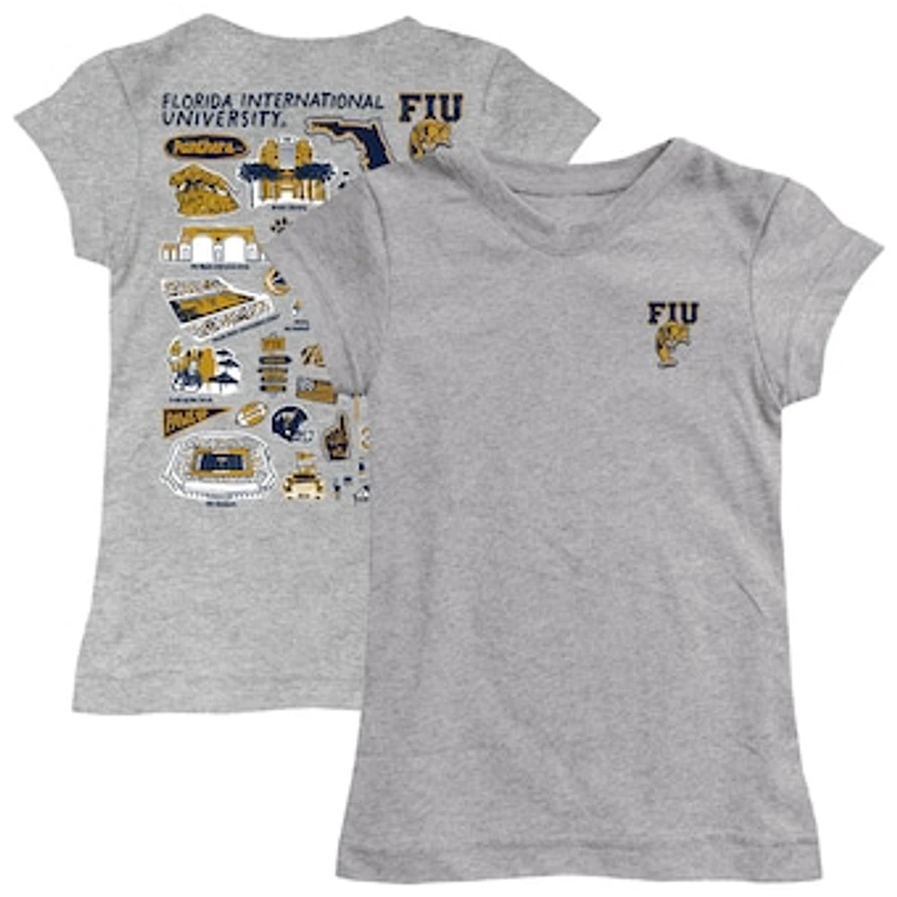 Youth Vive La Fete Heather Gray FIU Panthers Impressions Artwork Fitted T-Shirt