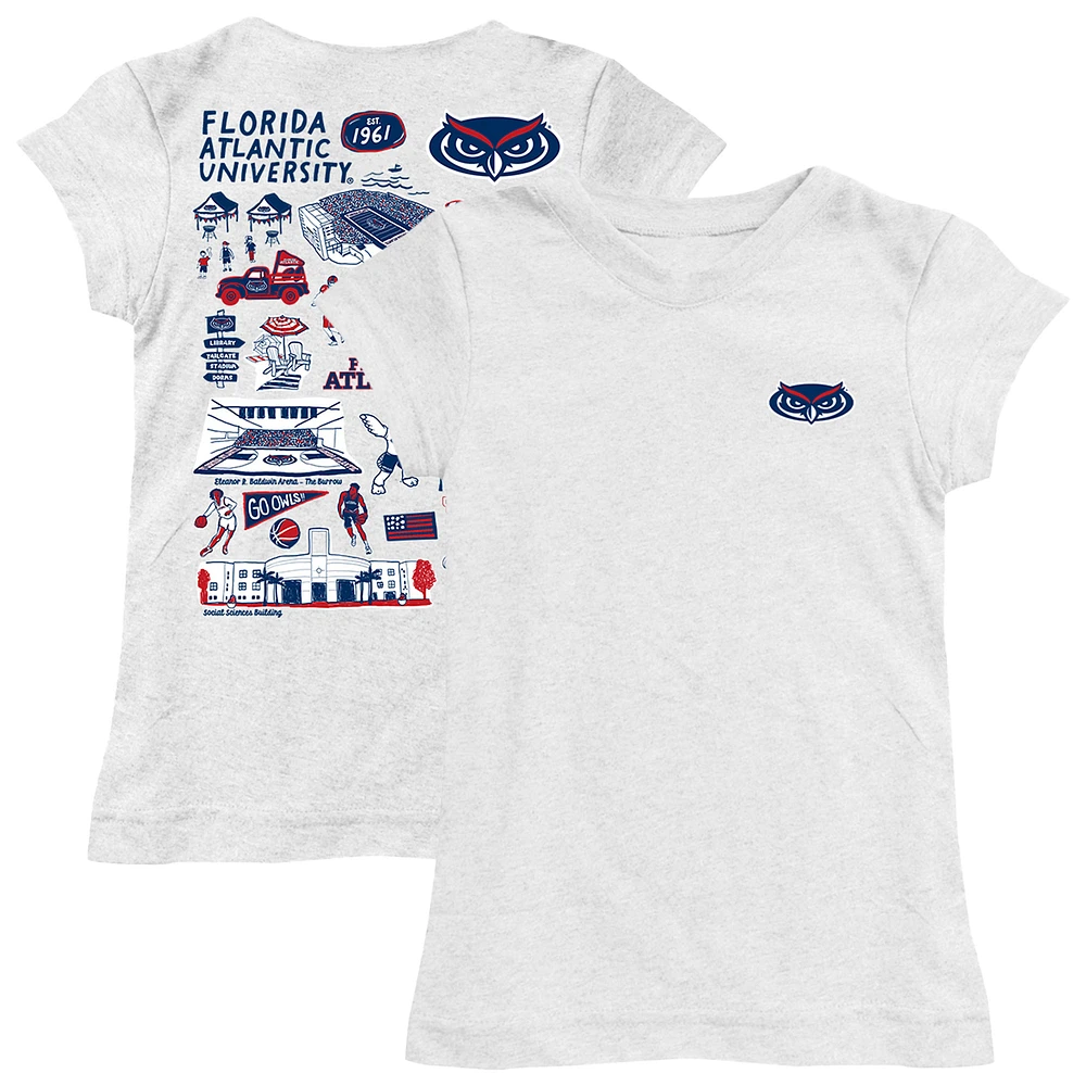Youth Vive La Fete White Florida Atlantic Owls Impressions Artwork Fitted T-Shirt