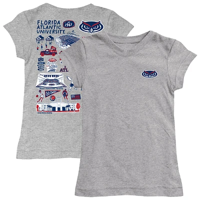 Youth Vive La Fete Heather Gray Florida Atlantic Owls Impressions Artwork Fitted T-Shirt