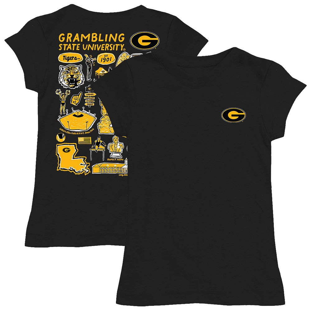 Youth Vive La Fete Black Grambling Tigers Impressions Artwork Fitted T-Shirt