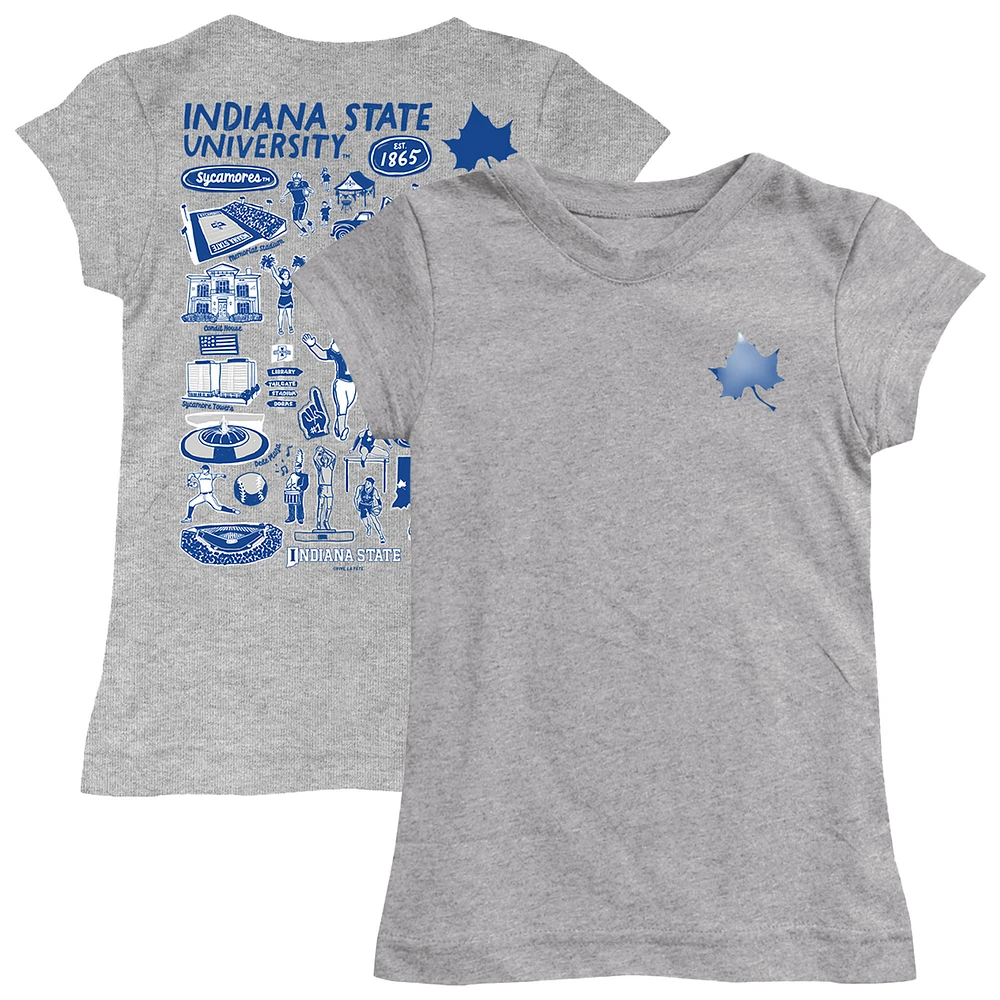 Youth Vive La Fete Gray Indiana State Sycamores Impressions Artwork Fitted T-Shirt
