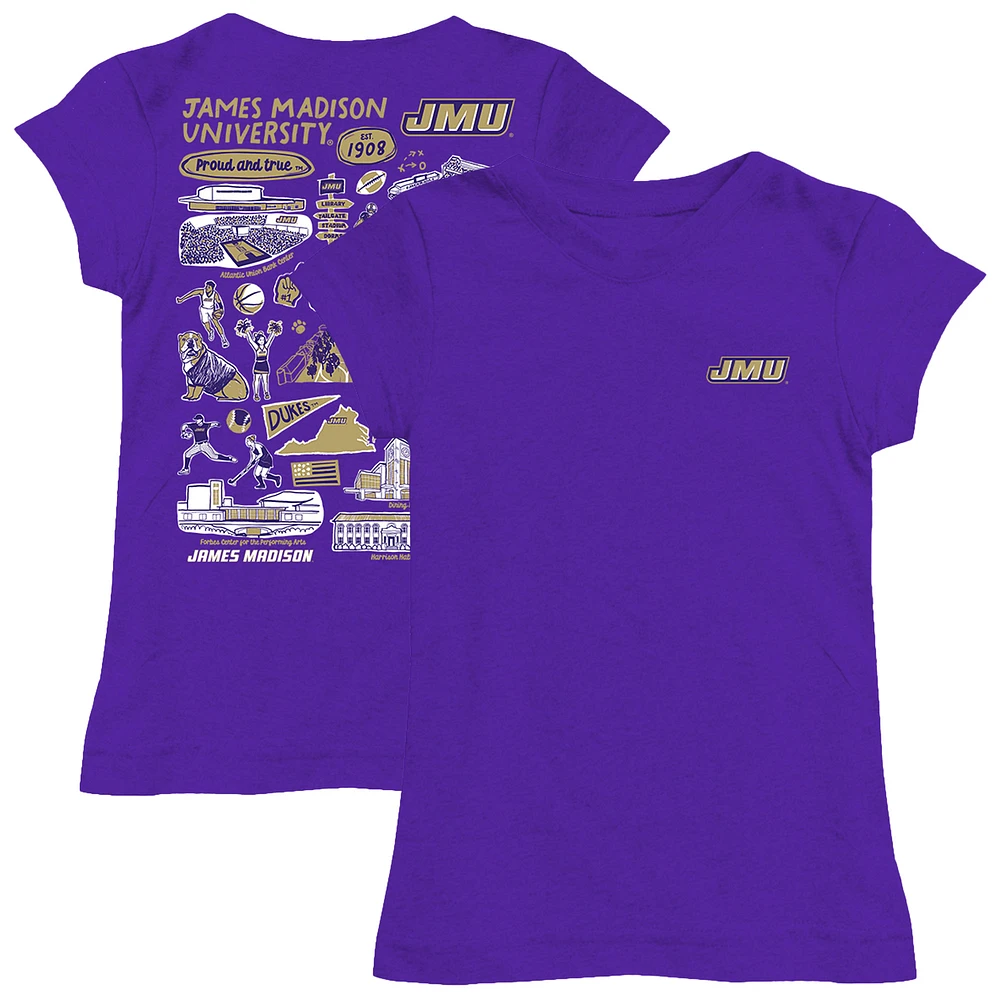 Youth Vive La Fete Purple James Madison Dukes Impressions Artwork Fitted T-Shirt