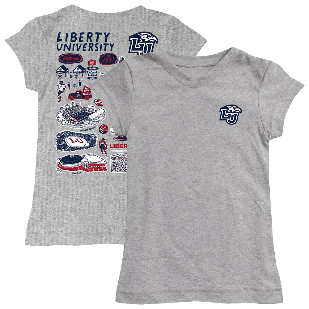 Youth Vive La Fete Gray Liberty Flames Impressions Artwork Fitted T-Shirt
