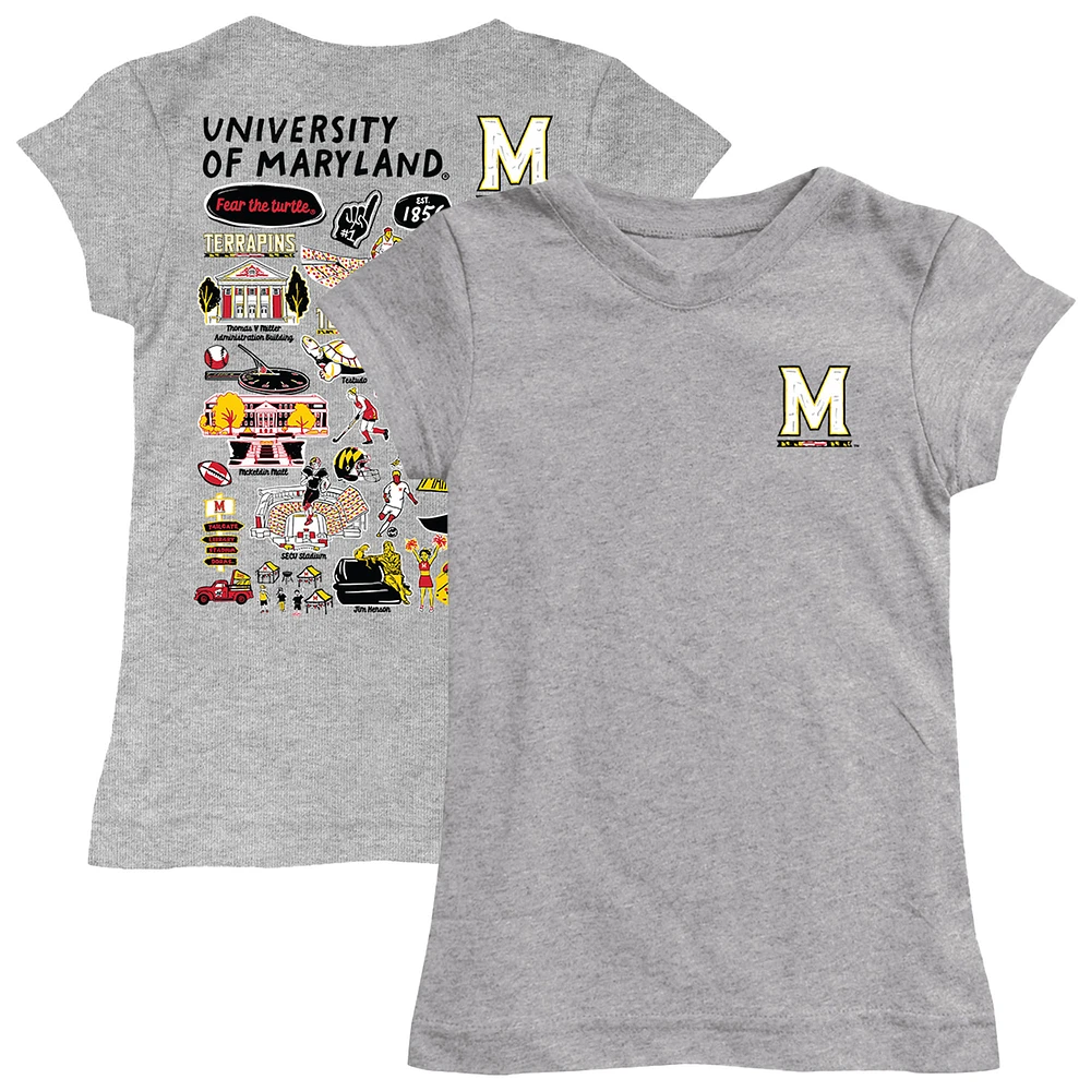 Youth Vive La Fete Gray Maryland Terrapins Impressions Artwork Fitted T-Shirt