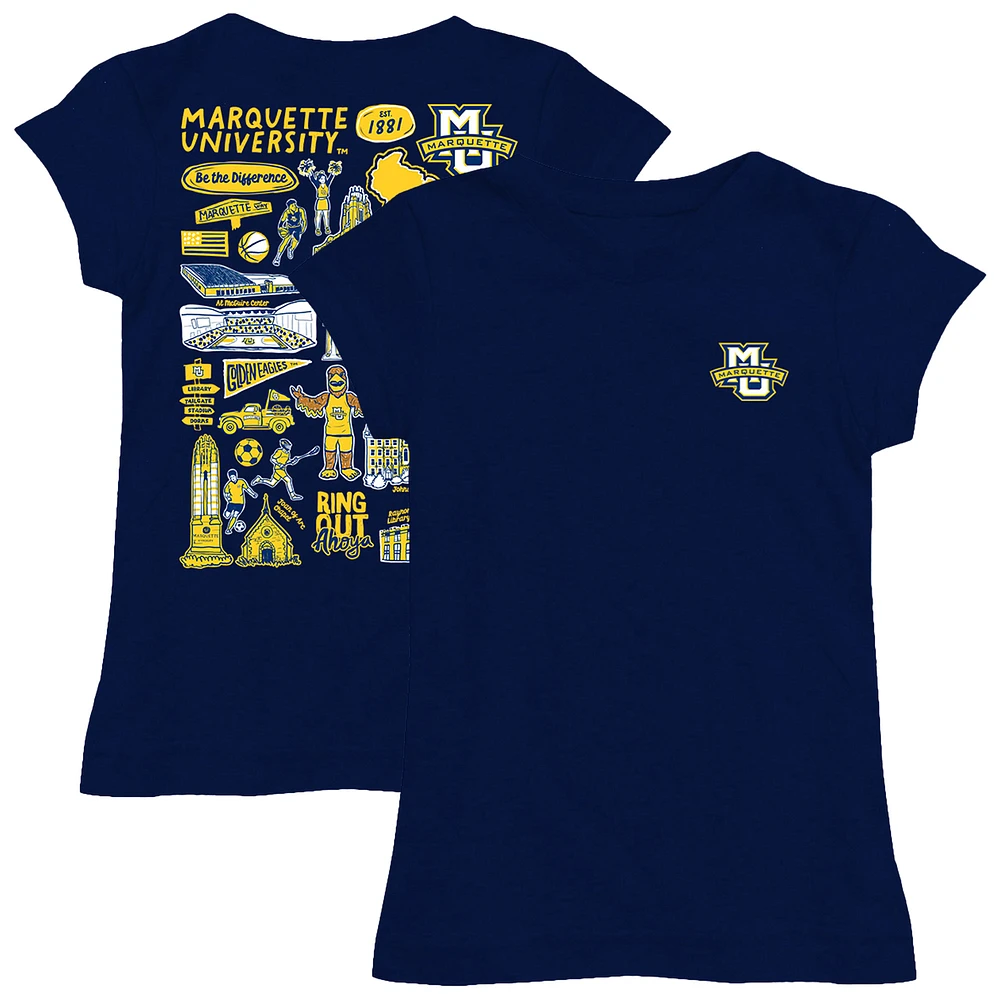 Youth Vive La Fete Navy Marquette Golden Eagles Impressions Artwork Fitted T-Shirt