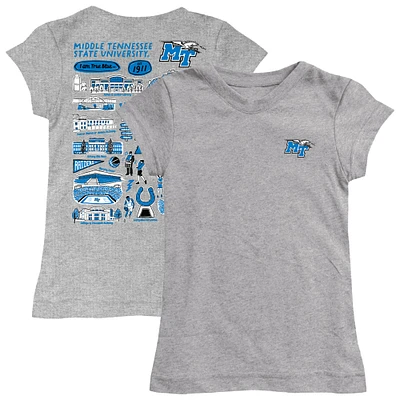 Youth Vive La Fete Heather Gray MTSU Blue Raiders Impressions Artwork Fitted T-Shirt