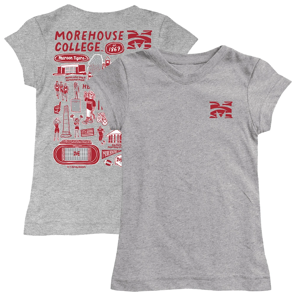Youth Vive La Fete Heather Gray Morehouse Maroon Tigers Impressions Artwork Fitted T-Shirt
