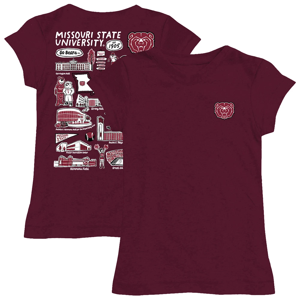 Youth Vive La Fete Maroon Missouri State University Bears Impressions Artwork Fitted T-Shirt
