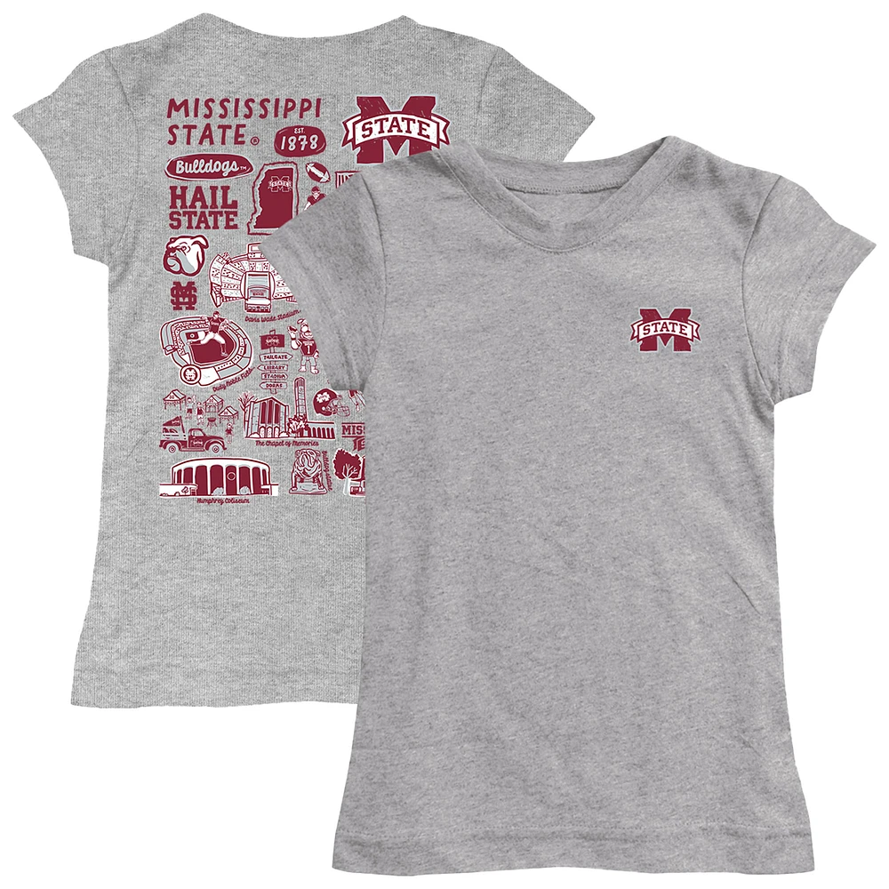 Youth Vive La Fete Heather Gray Mississippi State Bulldogs Impressions Artwork Fitted T-Shirt