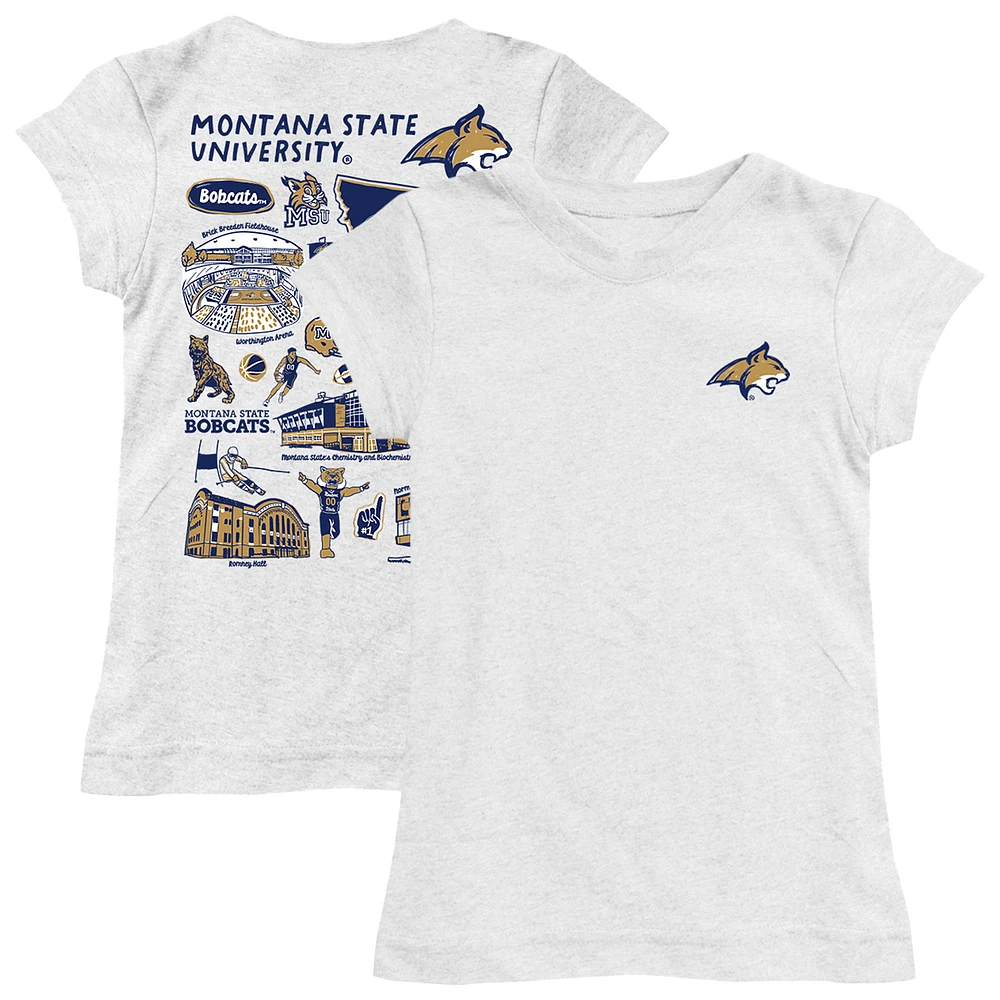 Youth Vive La Fete White Montana State Bobcats Impressions Artwork Fitted T-Shirt