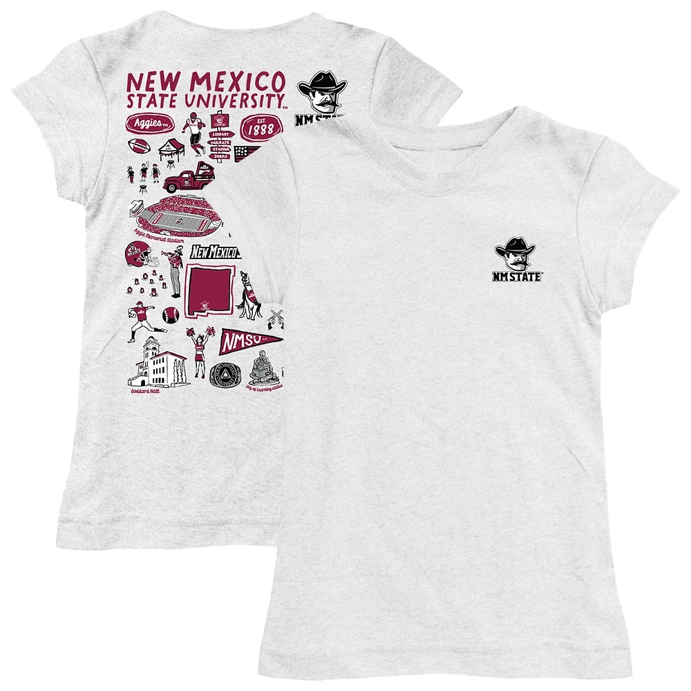Youth Vive La Fete White New Mexico State Aggies Impressions Artwork Fitted T-Shirt