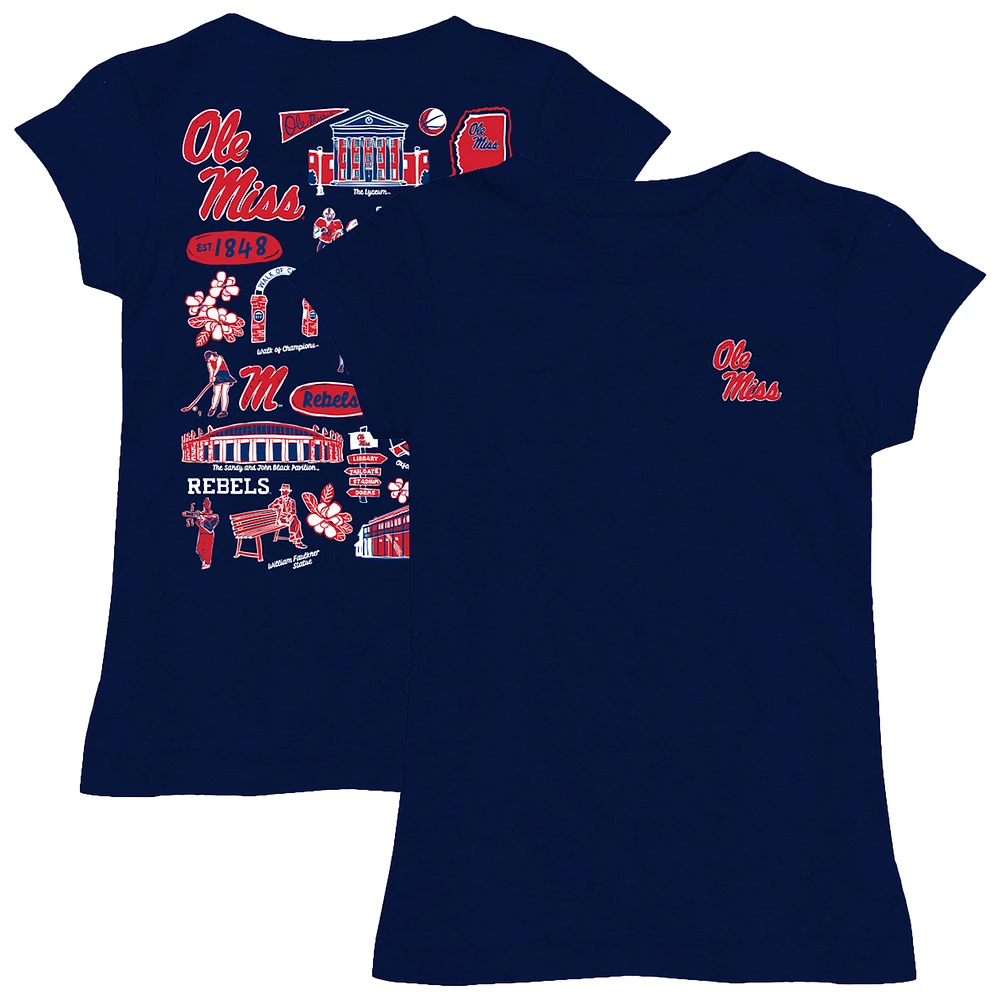 Youth Vive La Fete Navy Ole Miss Rebels Impressions Artwork Fitted T-Shirt