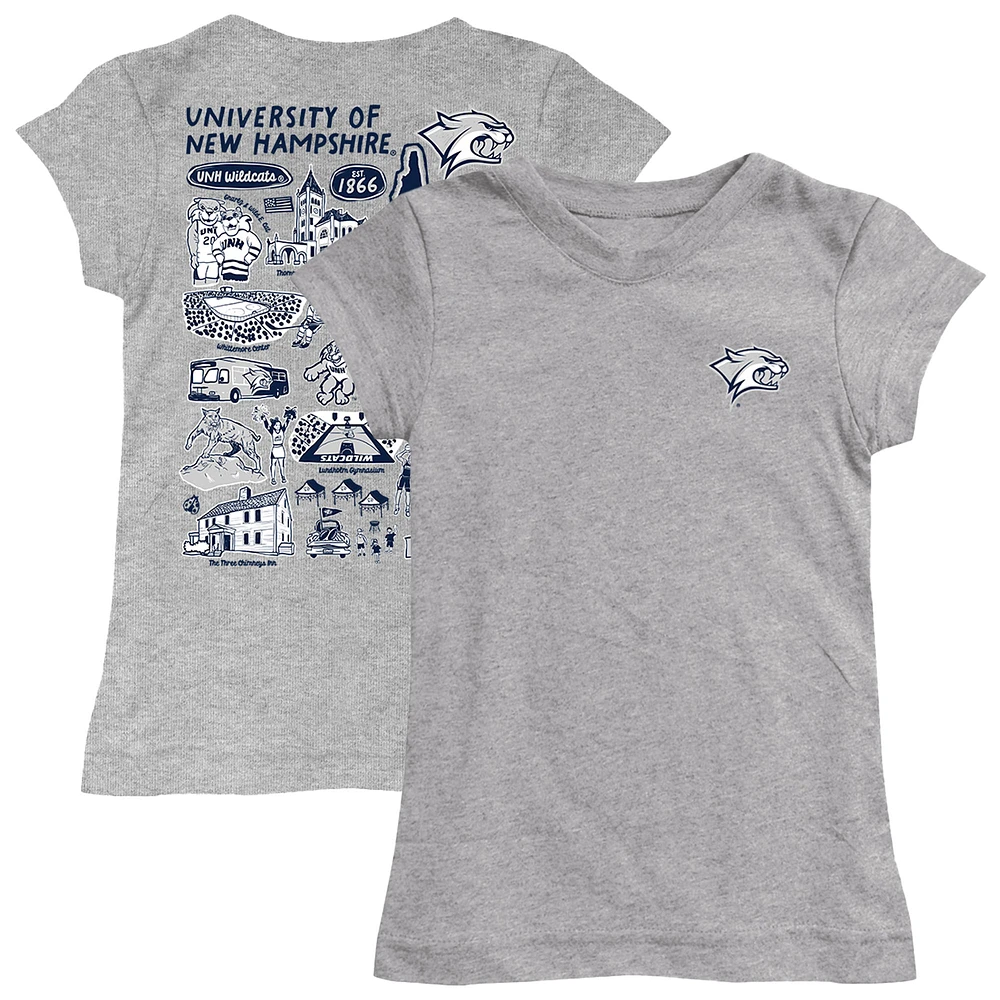 Youth Vive La Fete Heather Gray New Hampshire Wildcats Impressions Artwork Fitted T-Shirt
