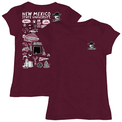 Youth Vive La Fete Maroon New Mexico State Aggies Impressions Artwork Fitted T-Shirt
