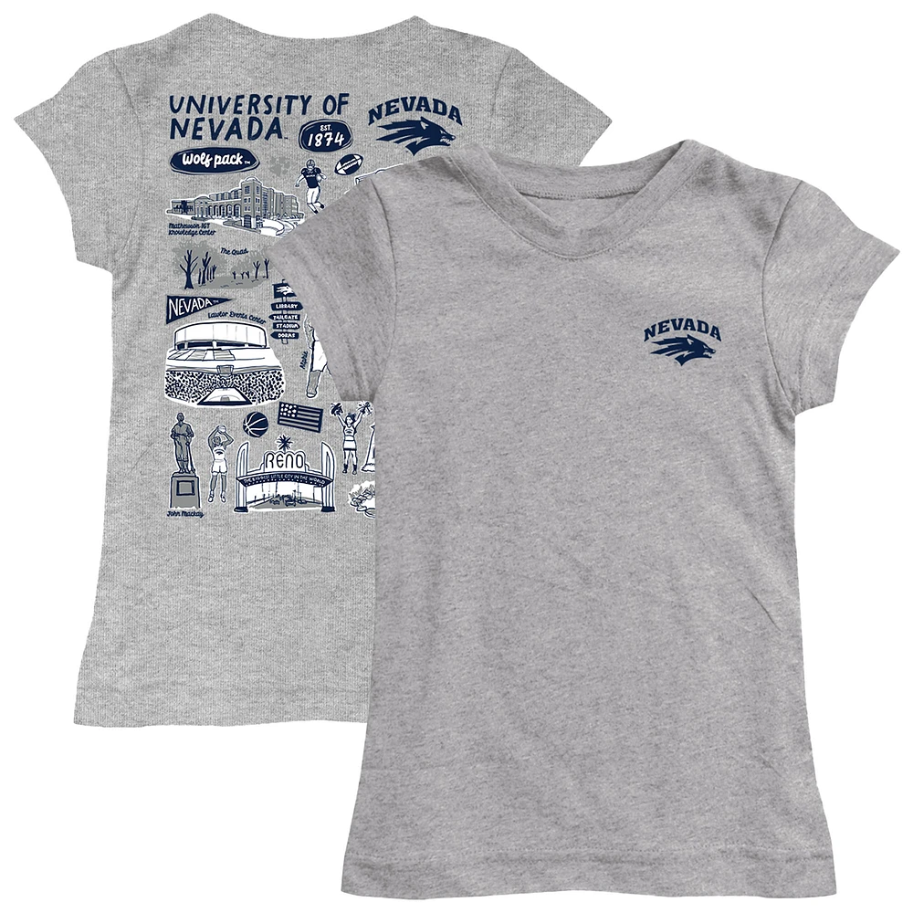 Youth Vive La Fete Heather Gray Nevada Wolf Pack Impressions Artwork Fitted T-Shirt