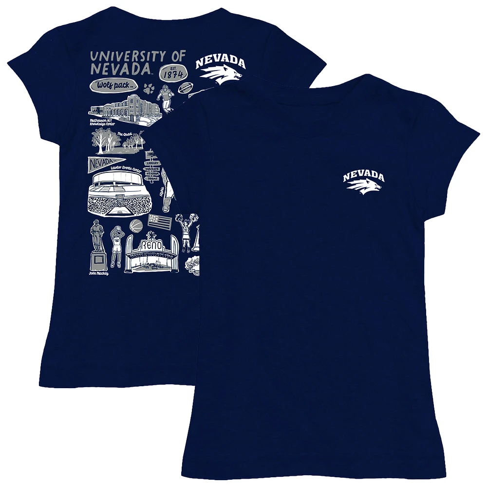 Youth Vive La Fete Navy Nevada Wolf Pack Impressions Artwork Fitted T-Shirt