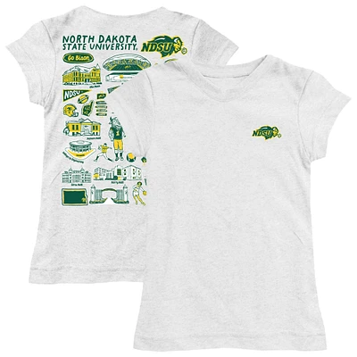 Youth Vive La Fete White NDSU Bison Impressions Artwork Fitted T-Shirt