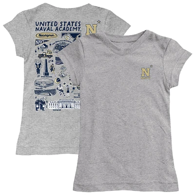 Youth Vive La Fete Heather Gray Navy Midshipmen Impressions Artwork Fitted T-Shirt