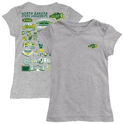 Youth Vive La Fete Heather Gray NDSU Bison Impressions Artwork Fitted T-Shirt