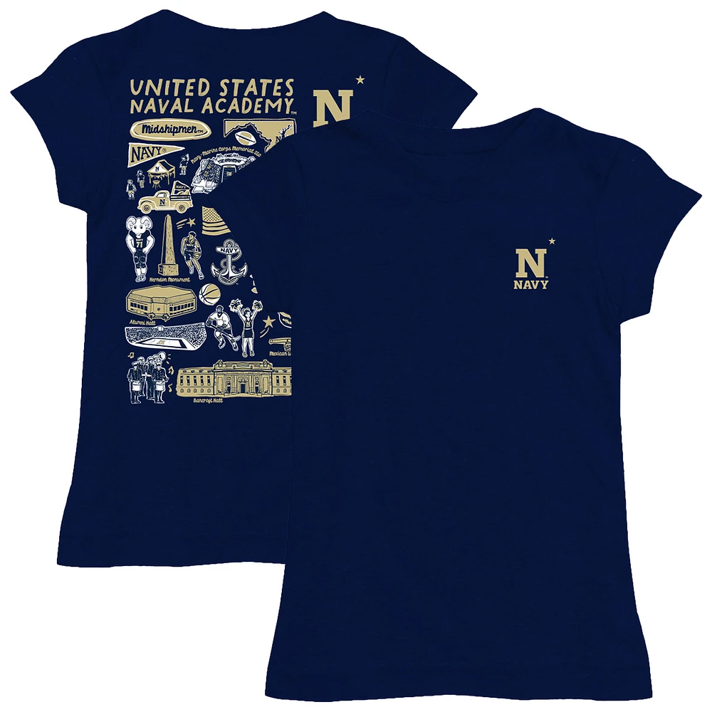 Youth Vive La Fete Navy Navy Midshipmen Impressions Artwork Fitted T-Shirt