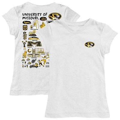 Youth Vive La Fete White Missouri Tigers Impressions Artwork Fitted T-Shirt