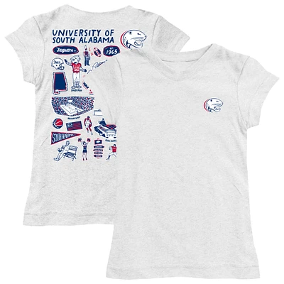 Youth Vive La Fete White South Alabama Jaguars Impressions Artwork Fitted T-Shirt