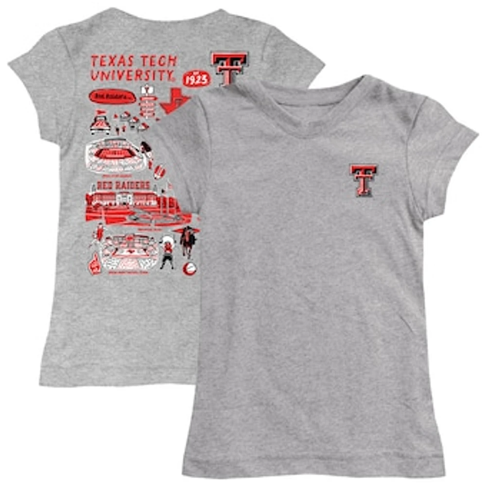 Youth Vive La Fete Heather Gray Texas Tech Red Raiders Impressions Artwork Fitted T-Shirt